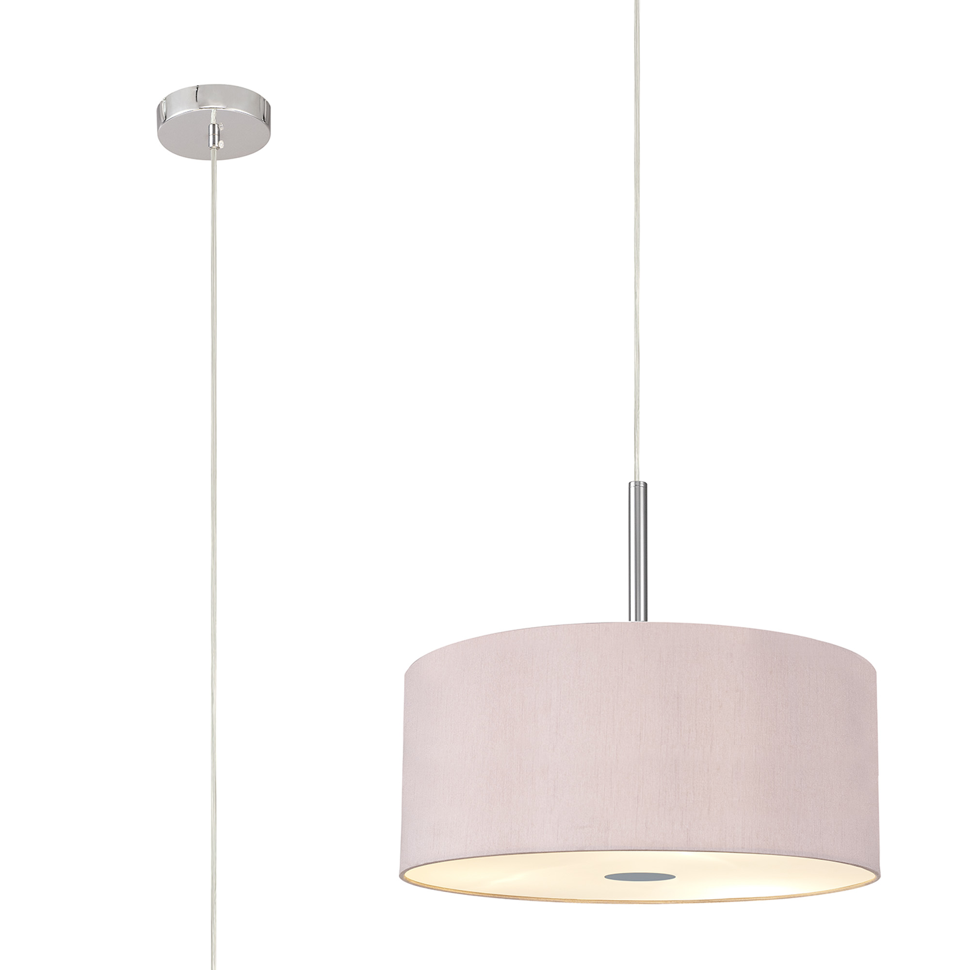 DK0470  Baymont 40cm 5 Light Pendant Polished Chrome, Taupe/Halo Gold, Frosted Diffuser